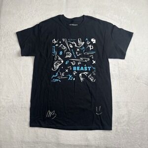 Mr. Beast 24 HR Live Stream Autographed Black Short Sleeve Graphic Shirt Men's M